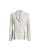 Pearl grey single-breasted jacket with back ruffles