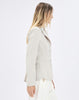 Pearl grey single-breasted jacket with back ruffles