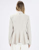 Pearl grey single-breasted jacket with back ruffles