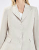 Pearl grey single-breasted jacket with back ruffles