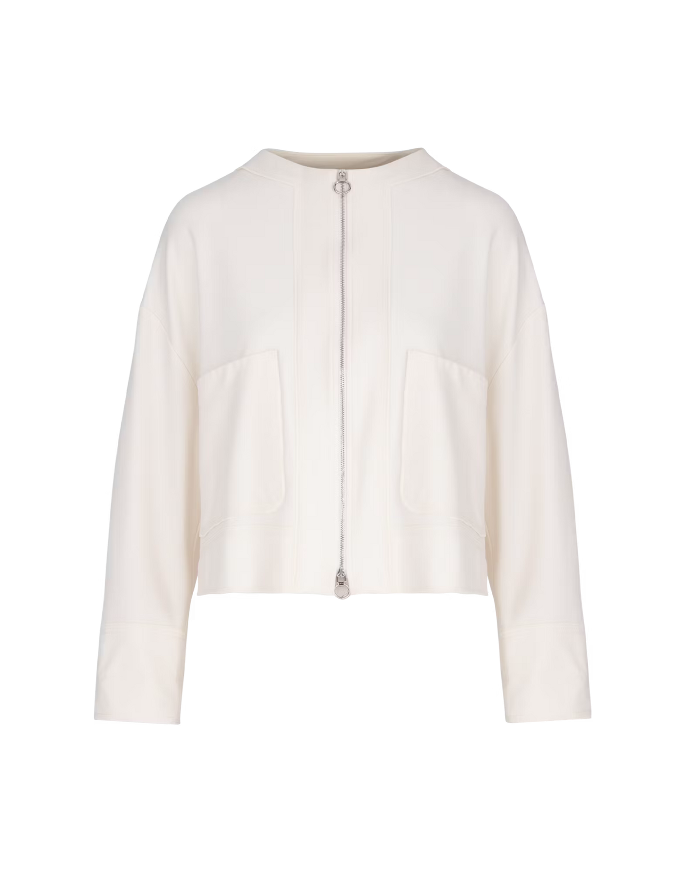 Stretch jersey jacket with round neckline