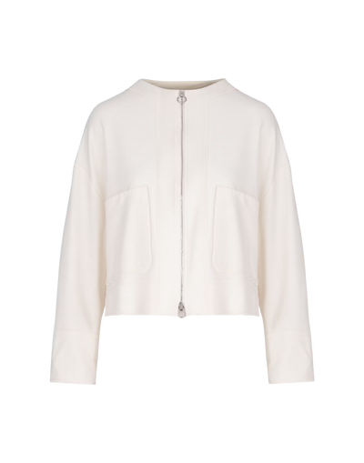 Stretch jersey jacket with round neckline