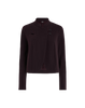 Boxy jacket in wine red brushed bi-stretch jersey