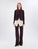 Boxy jacket in wine red brushed bi-stretch jersey