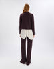 Boxy jacket in wine red brushed bi-stretch jersey