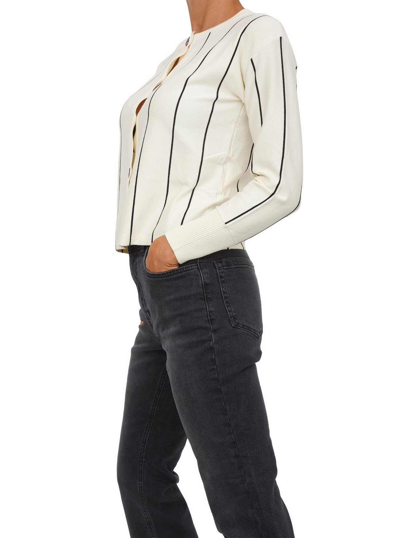 Stripy boxy shape cardigan
