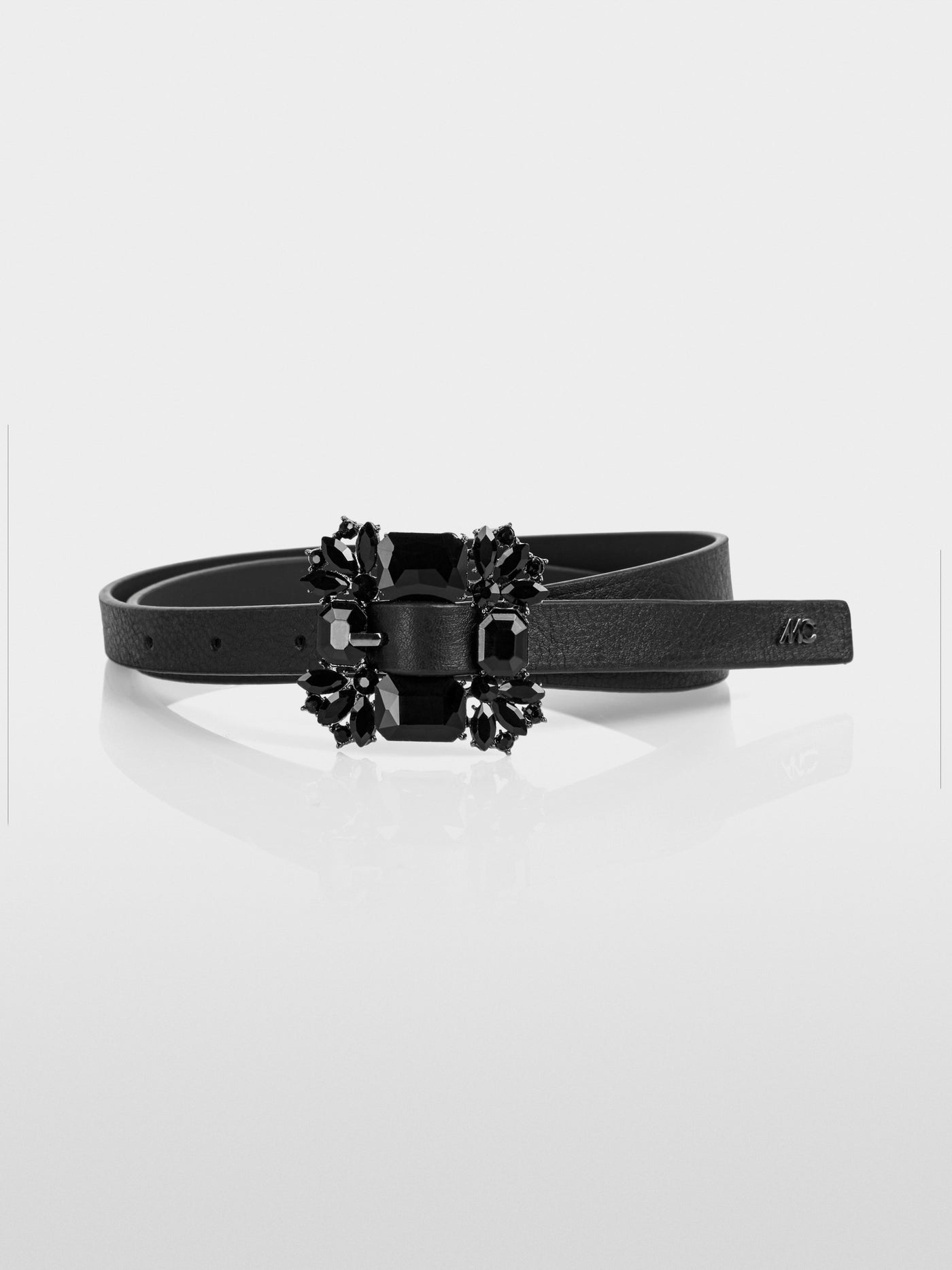 Waist belt with glitter buckle