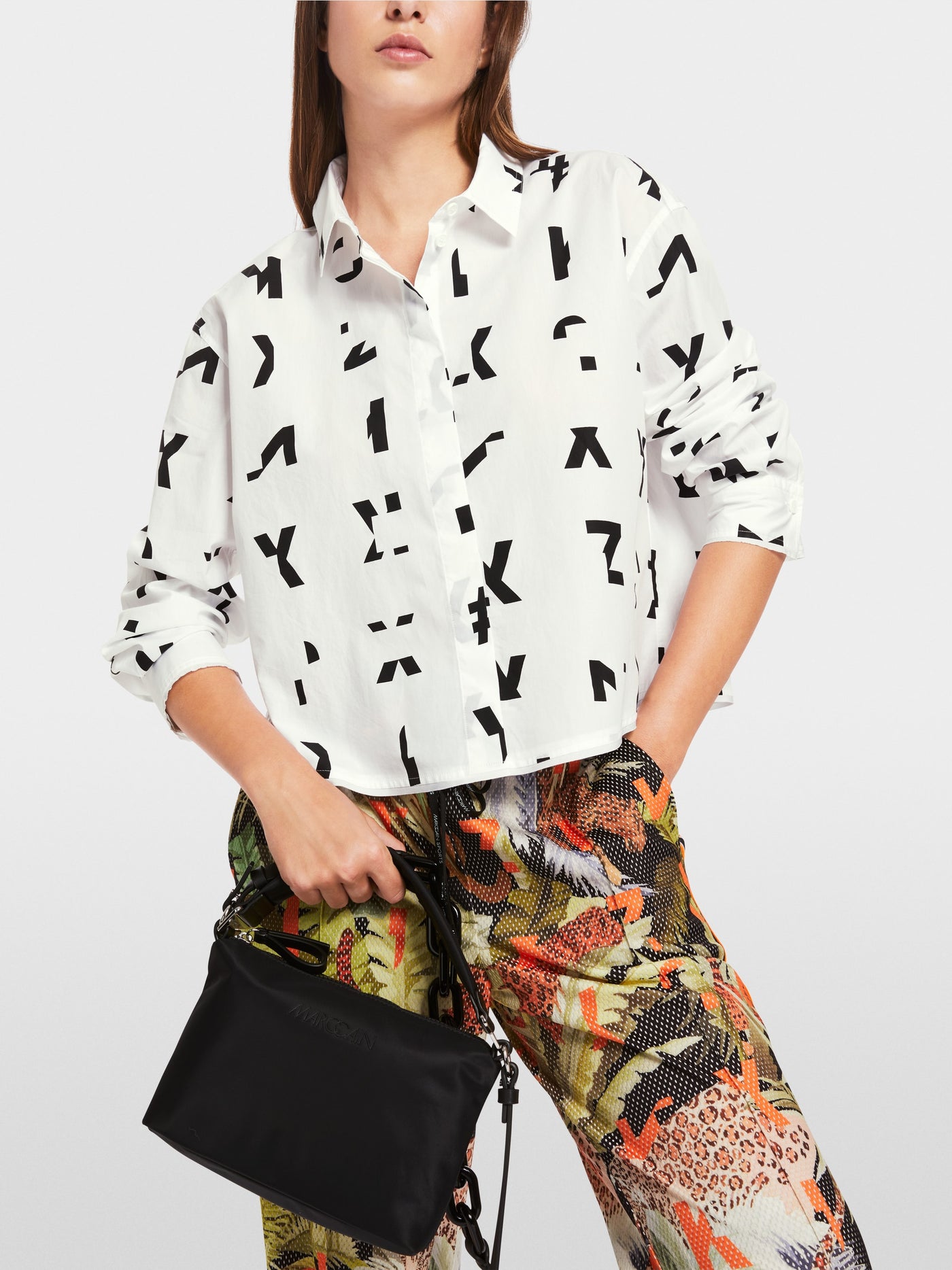 Oversized printed cotton blouse