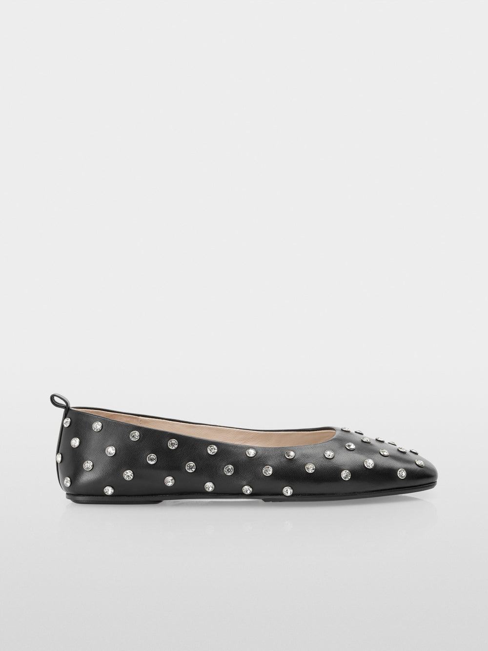 Crystal stone embellished nappa leather ballerinas