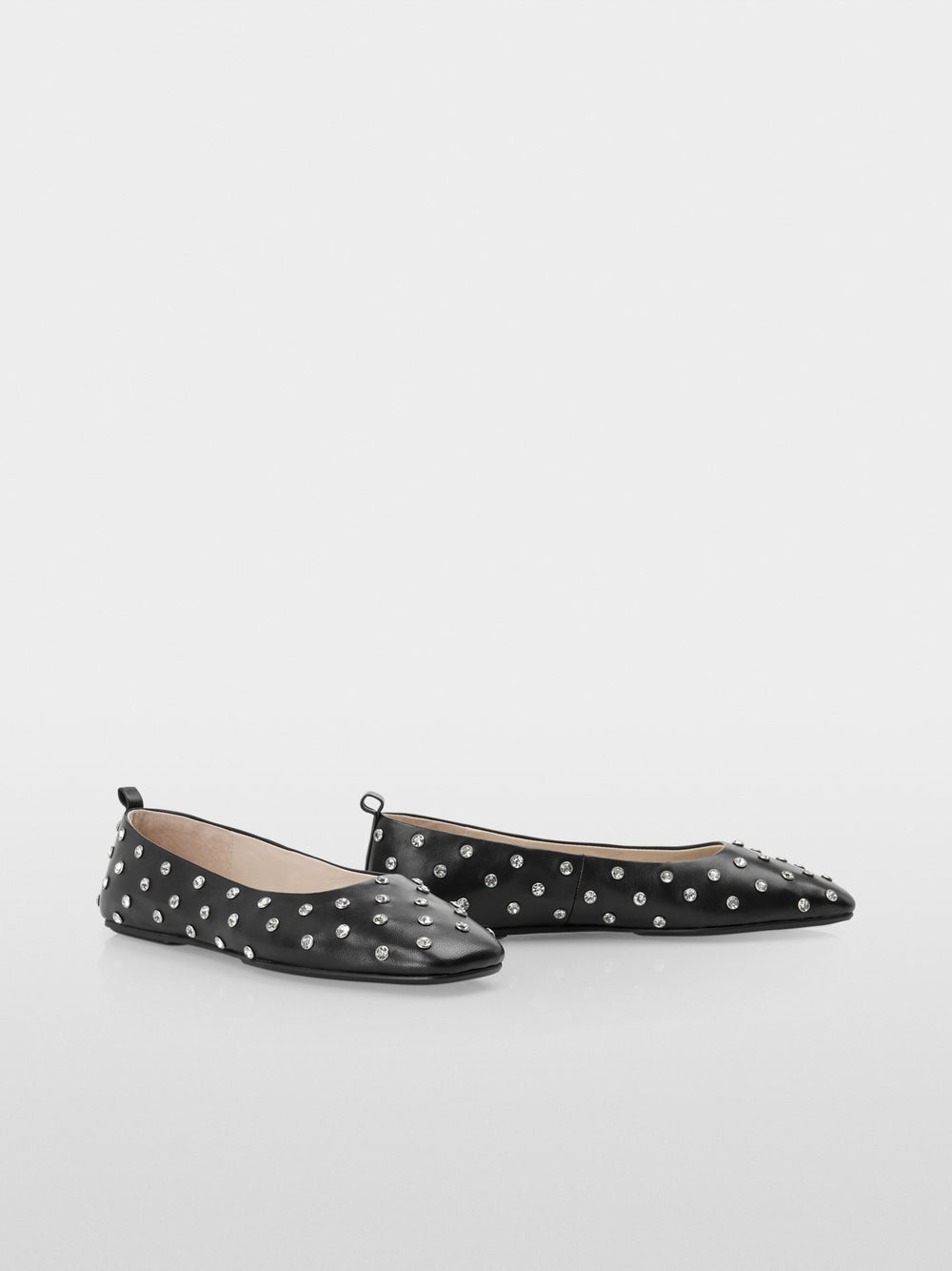 Crystal stone embellished nappa leather ballerinas