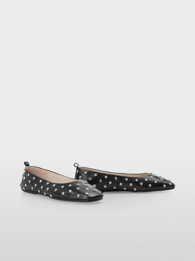 Crystal stone embellished nappa leather ballerinas