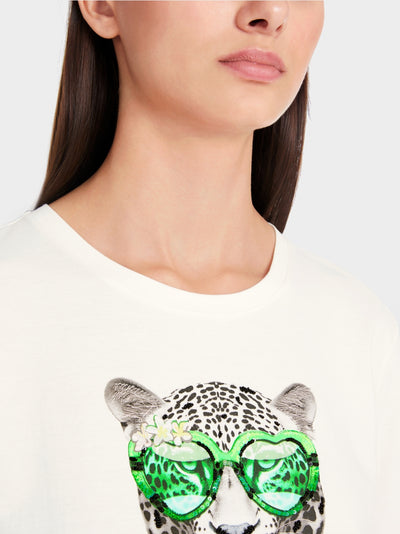 Leopard print pure cotton t-shirt