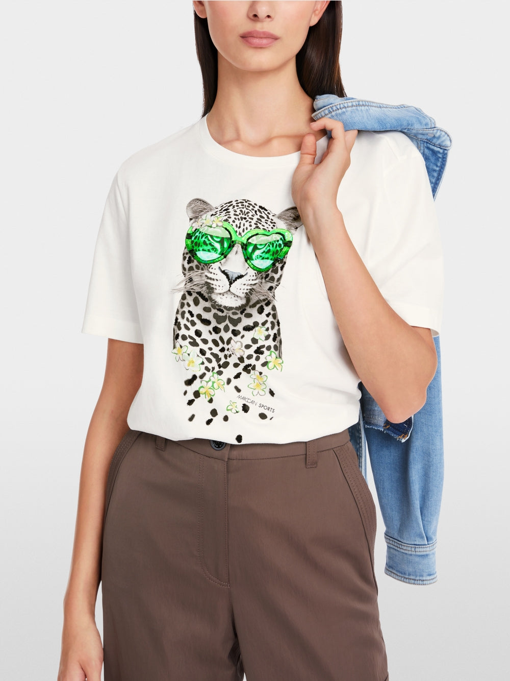 Leopard print pure cotton t-shirt