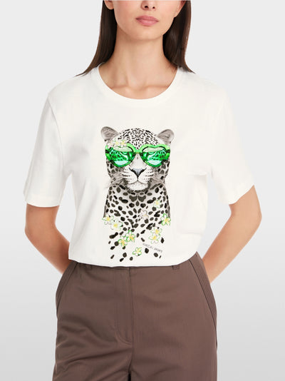 Leopard print pure cotton t-shirt