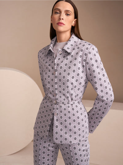 Box jacket with waist belt