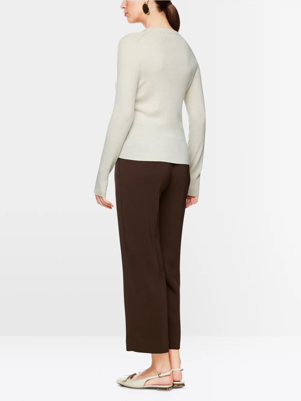 Wool ribbed sweater with cut-outs