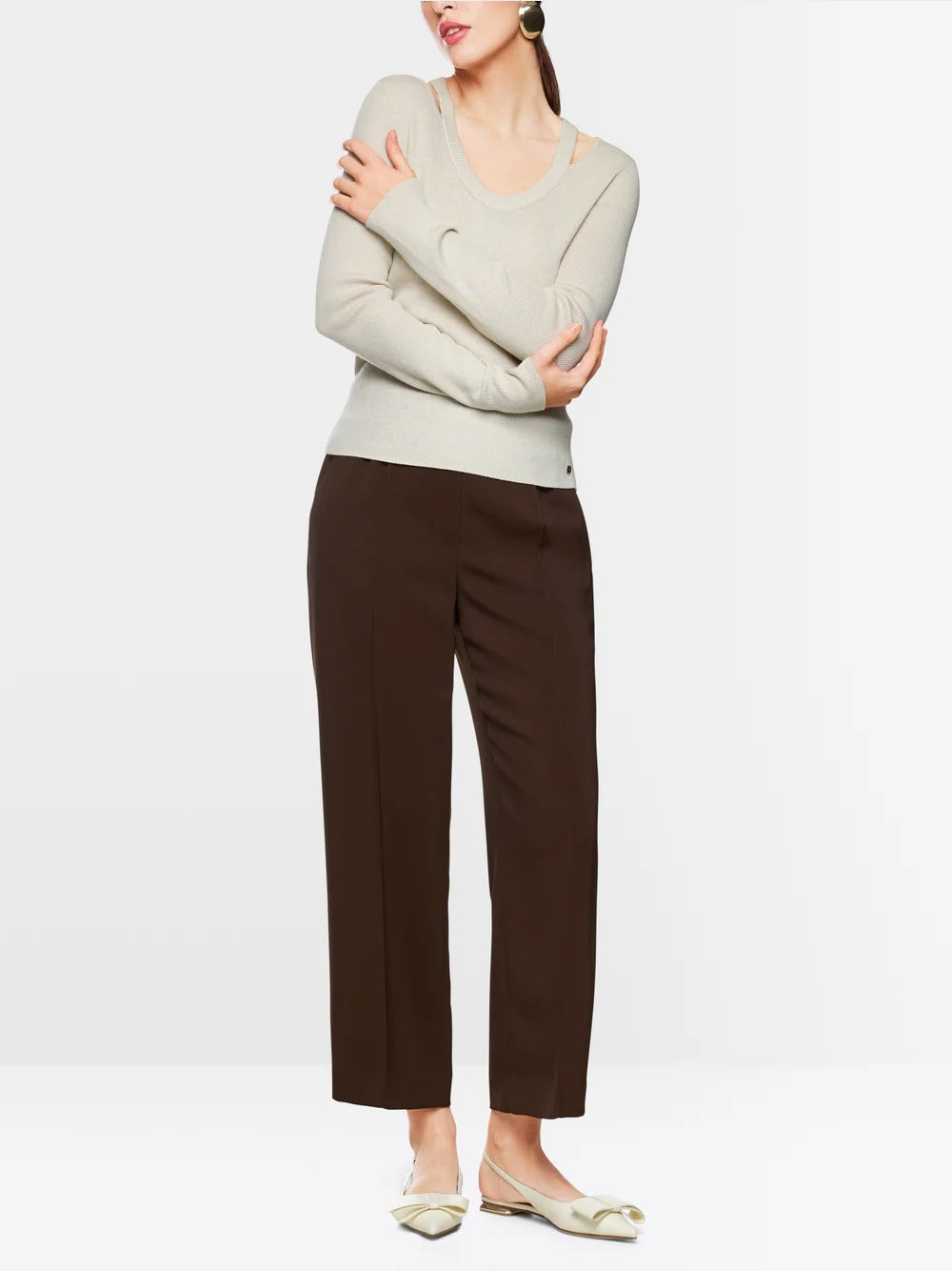 Wool ribbed sweater with cut-outs