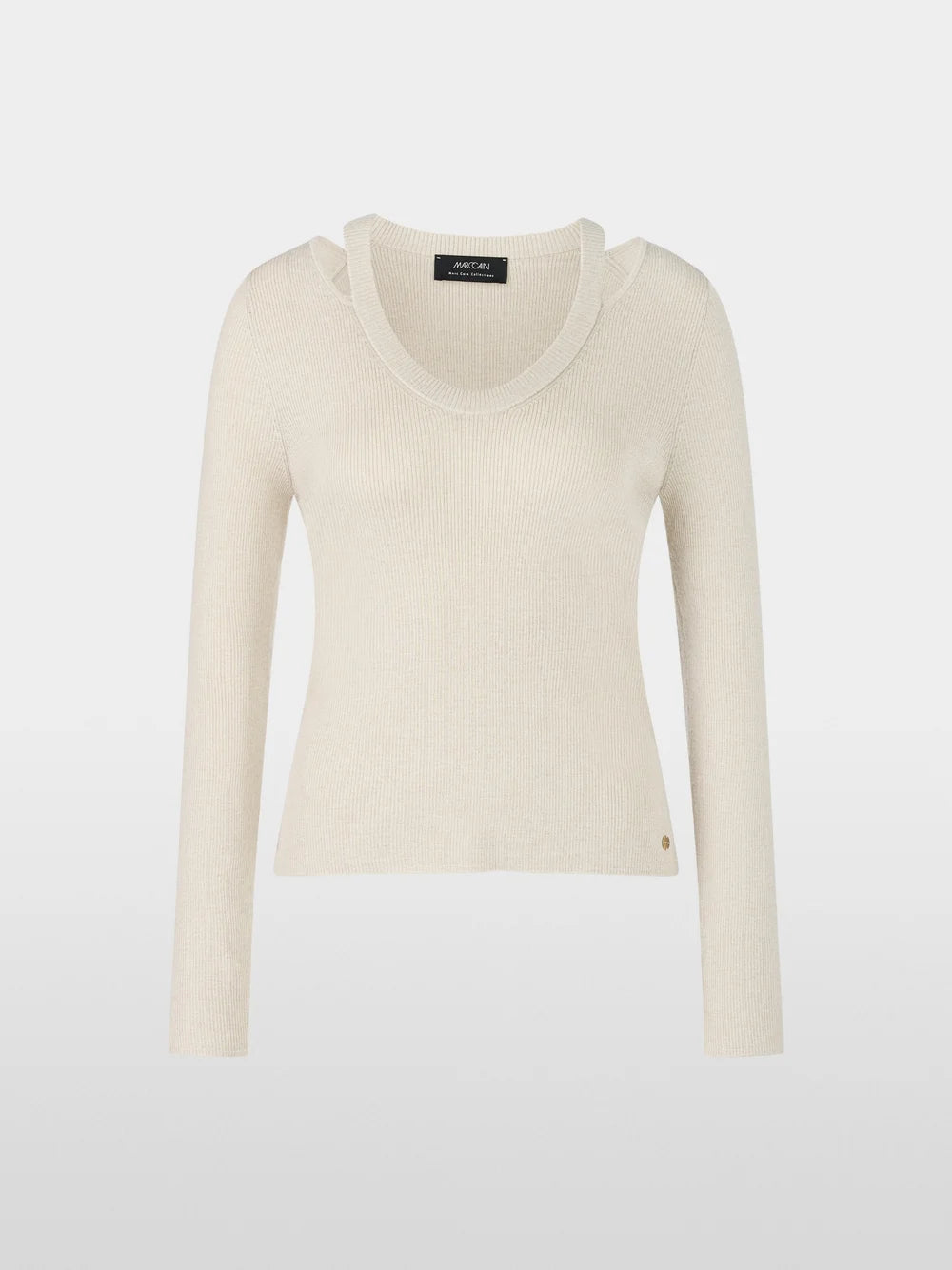 Wool ribbed sweater with cut-outs