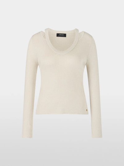 Wool ribbed sweater with cut-outs