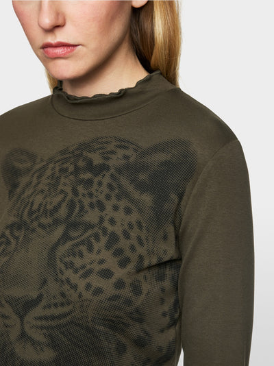 Cotton rib shirt with leo