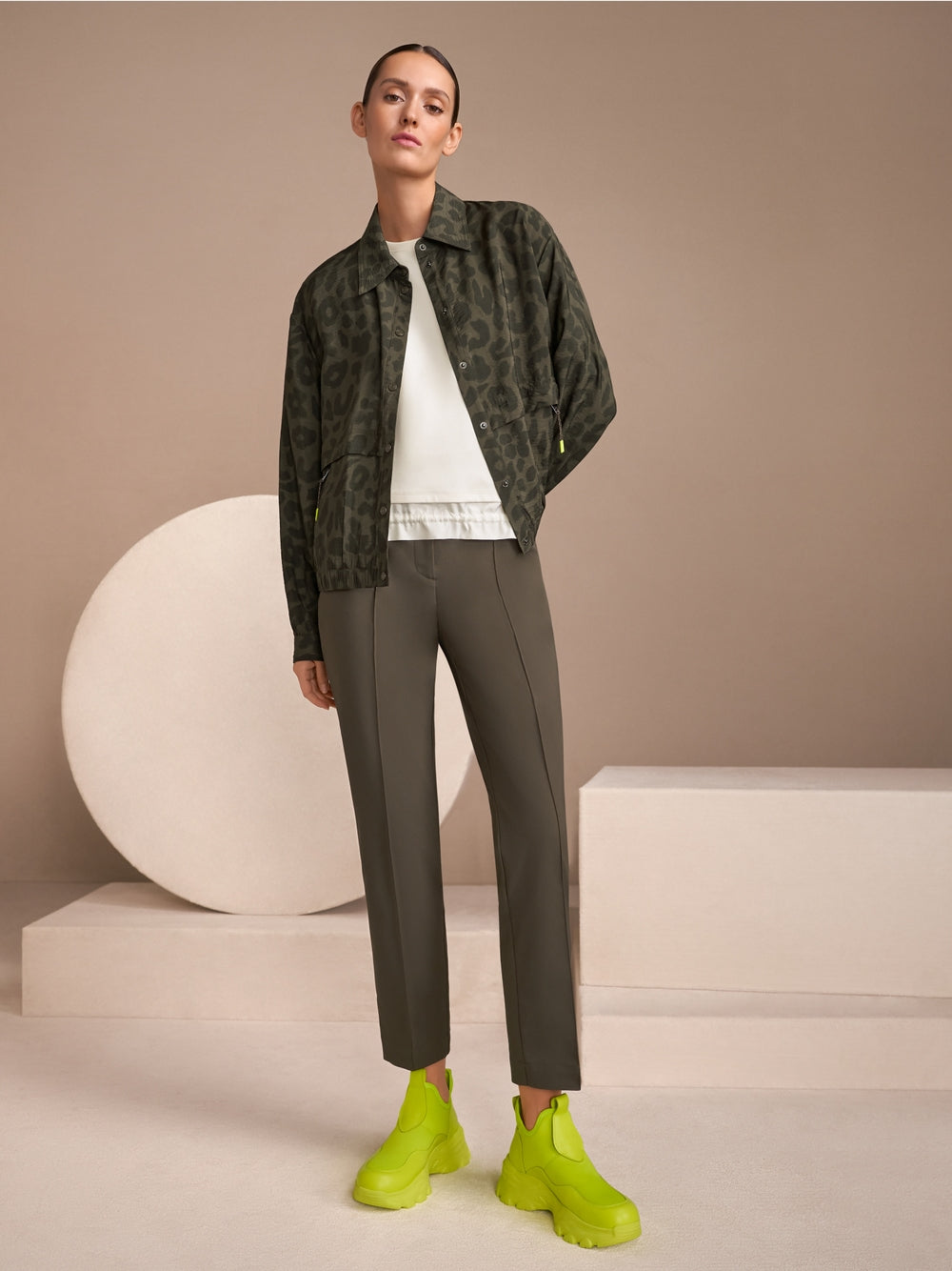 Slim fit  trousers with a stitched crease.