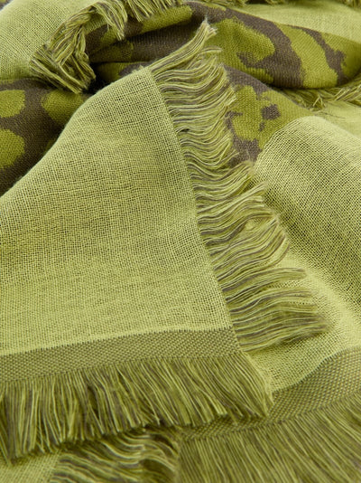 Lightweight wool scarf with leopard print