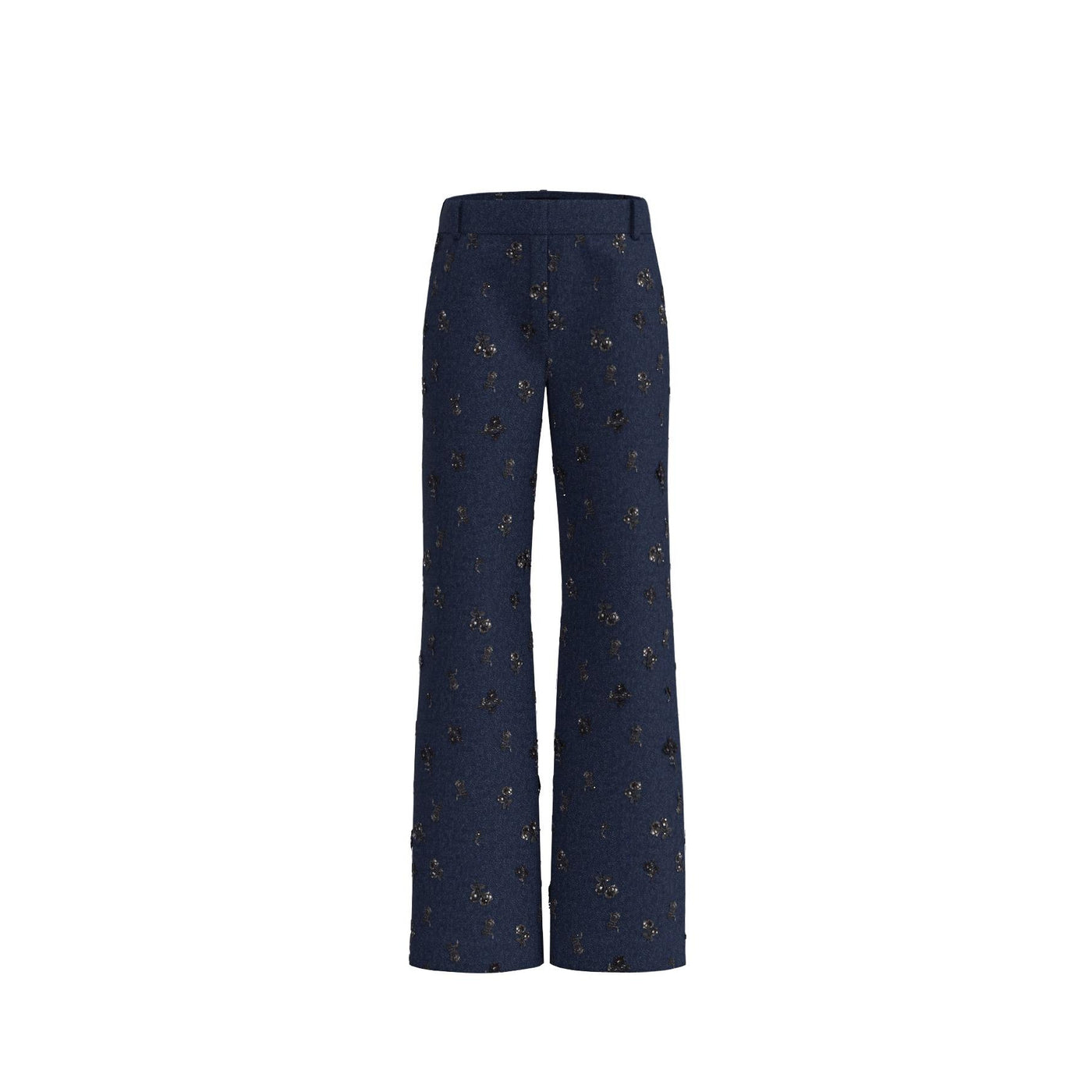 Embroidered wide leg jeans