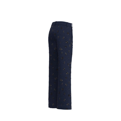 Embroidered wide leg jeans