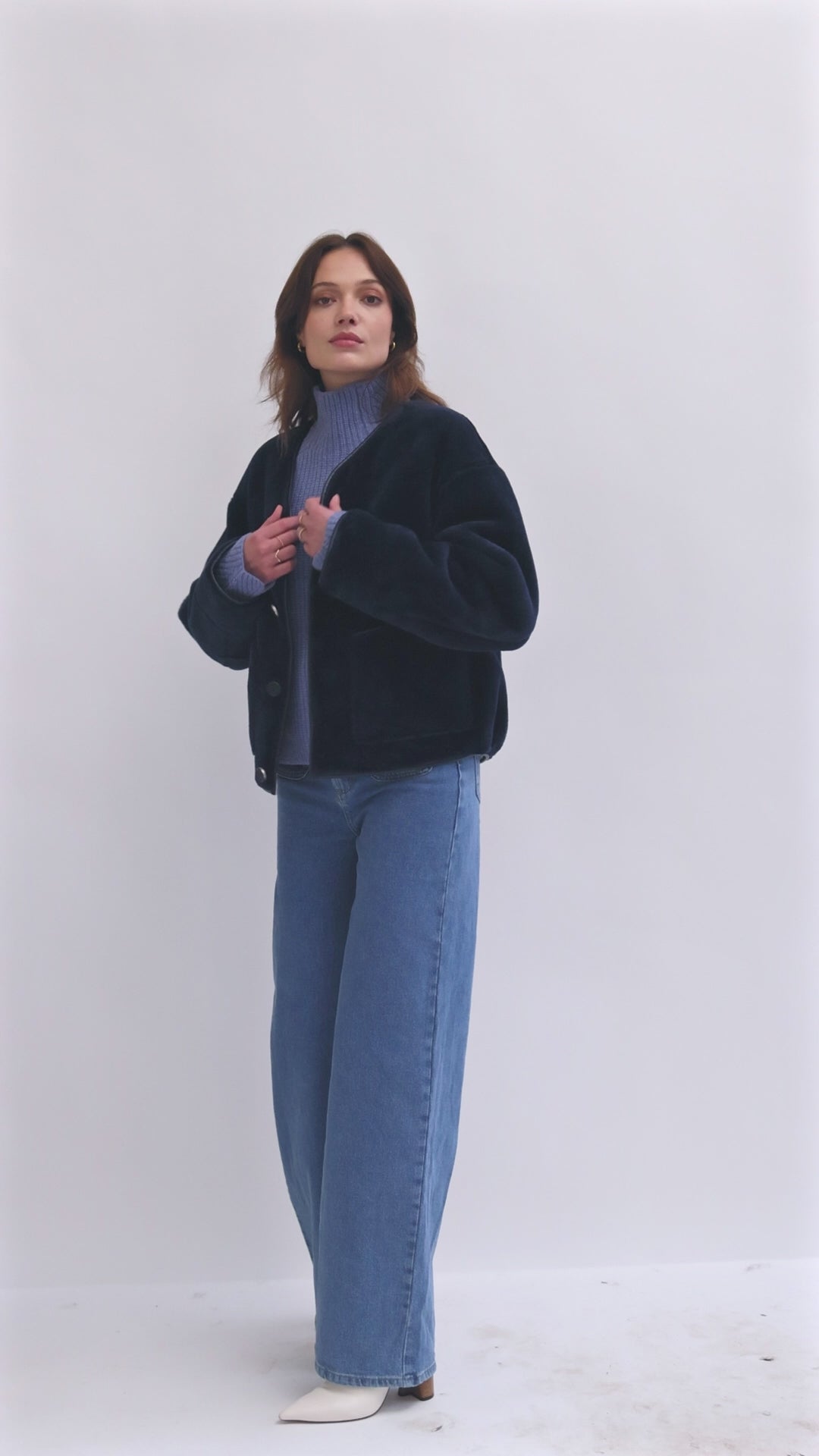 Reversible Faux Shearling Jacket in blue