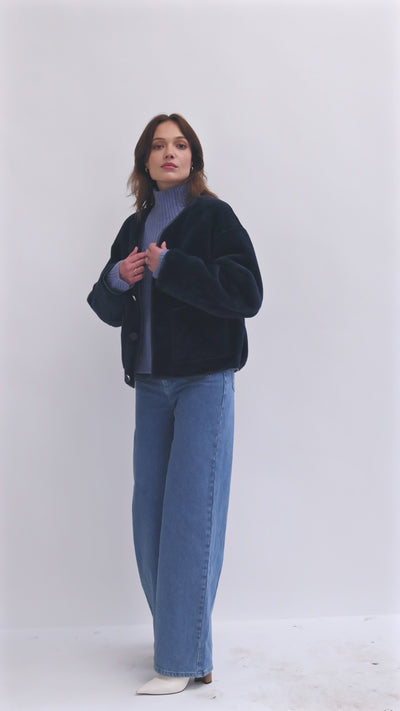 Reversible Faux Shearling Jacket in blue