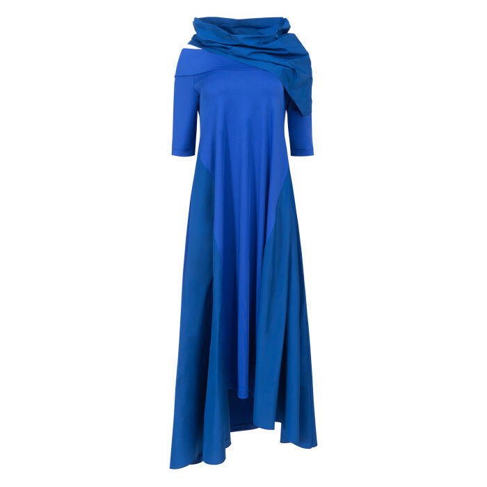Cobalt Blue Mixed Material Dress